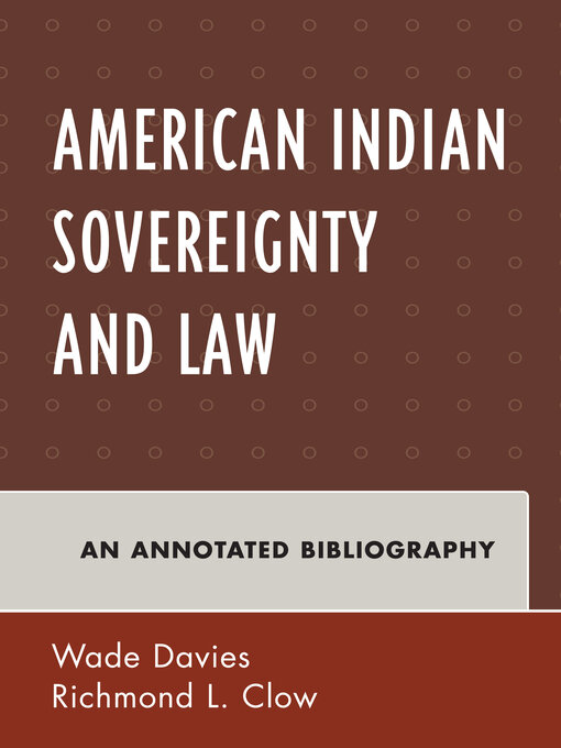 Cover image for American Indian Sovereignty and Law